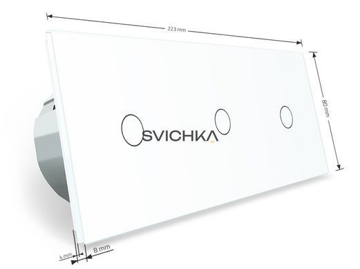 Розумний сенсорний прохідний/перехресний вимикач 3 сенсора (1-1-1) Livolo білий скло (VL-C703SZ-11)