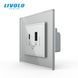 Розетка USB-A та USB-C з Power Delivery 36W Livolo сірий скло (VL-C7FCUA18W.UC18W-2IP)