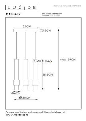 Підвісний світильник Lucide MARGARY &Oslash; 28 cm LED Dim. 3x4W 2700K Black, BLACK