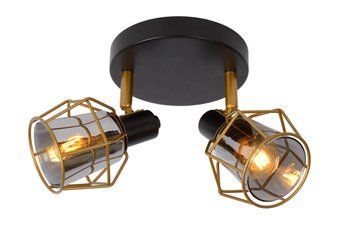 Стельовий точковий світильник Lucide NILA 2xE14 Black, BLACK, Димчатий, Бронзовий