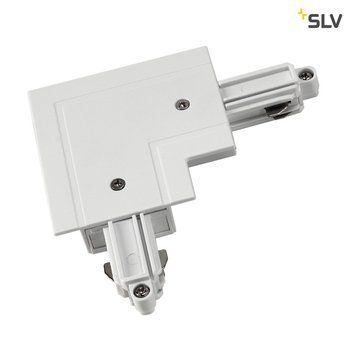 Угловой соединитель slv для высоковольтной 1-фазной врезной шины, заземление снаружи, белый