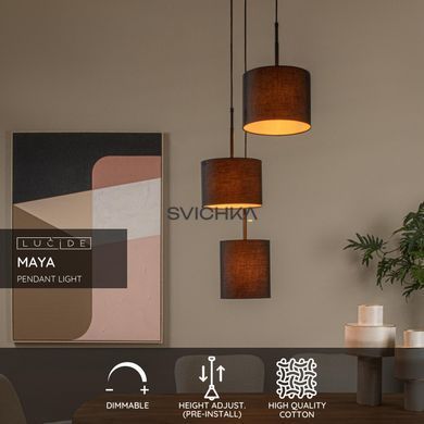 Підвісний світильник Lucide MAYA &Oslash; 46 cm 3xE27 Black, BLACK, Золотий, Чорний