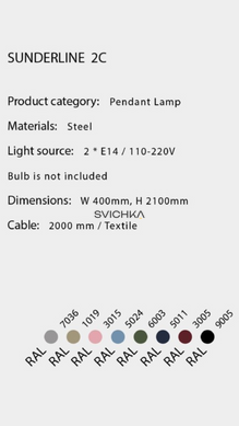 Підвісний світильник Babich Studio Sunderline 2C, Black