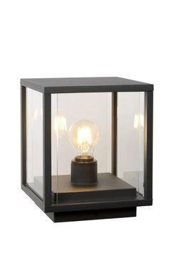 Вуличний стовпчик Lucide CLAIRE 1xE27 IP54 Anthracite, Anthracite, Чорний, Прозорий