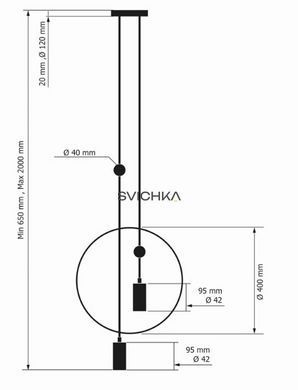 Підвісний світильник Babich Studio Sunderline 2C, Black