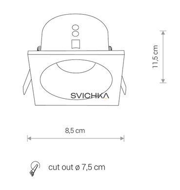 8370 Світильник вбудований Nowodvorski DELTA BLACK CN, Чорний, Чорний
