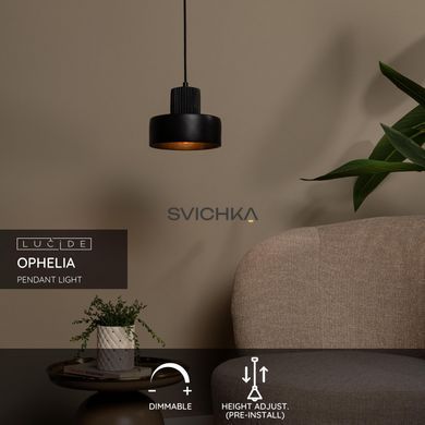 Подвесной светильник Lucide OPHELIA &Oslash; 20 cm 1xE27 Black