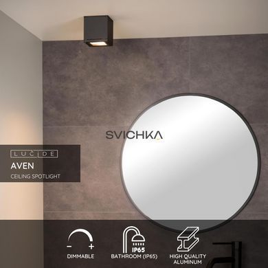 Потолочный точечный светильник для ванной Lucide AVEN 1xGU10 IP65 Black