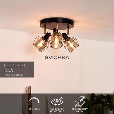 Потолочный точечный светильник Lucide NILA &Oslash; 36 cm 3xE14 Black
