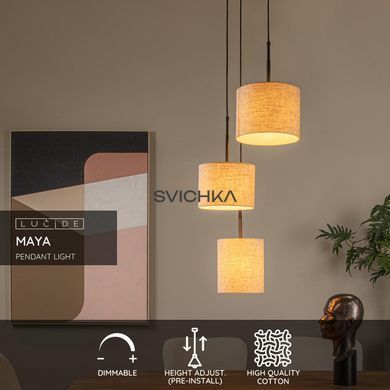 Подвесной светильник Lucide MAYA &Oslash; 46 cm 3xE27 Cream