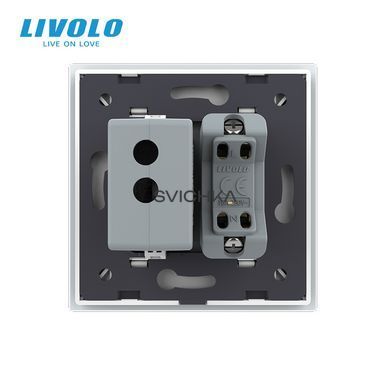 Розетка універсальна з USB розеткою Livolo білий скло (VL-C7C1AUSB-11)