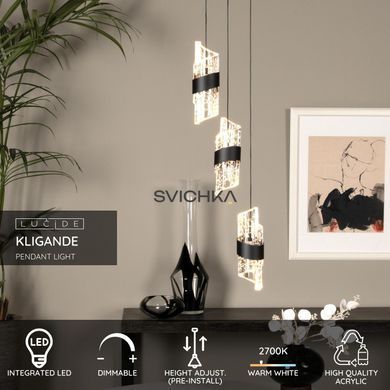 Подвесной светильник Lucide KLIGANDE &Oslash; 25 cm LED Dim. 3x8W 2700K Black
