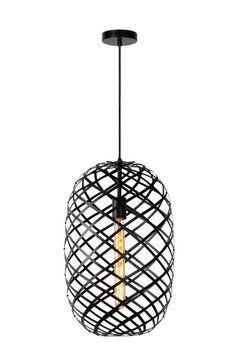 Підвісний світильник Lucide WOLFRAM &Oslash; 32 cm 1xE27 Black, BLACK, Чорний, Чорний