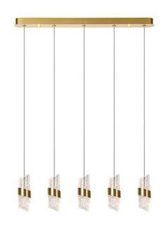 Підвісний світильник Lucide KLIGANDE LED Dim. 5x7,8W 2700K Matt Gold / Brass, Matt Gold / Brass, Прозорий, Matt Gold / Brass