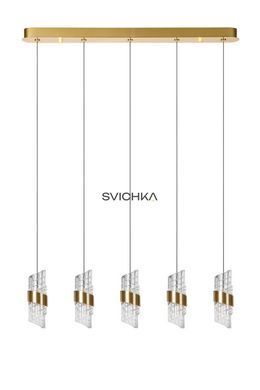 Підвісний світильник Lucide KLIGANDE LED Dim. 5x7,8W 2700K Matt Gold / Brass, Matt Gold / Brass, Прозорий, Matt Gold / Brass
