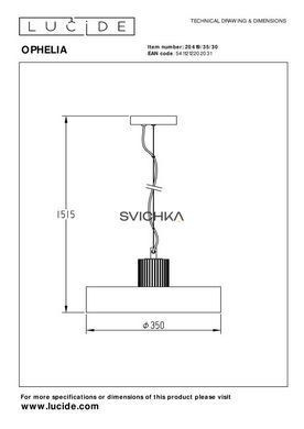 Підвісний світильник Lucide OPHELIA &Oslash; 35 cm 1xE27 Black, BLACK
