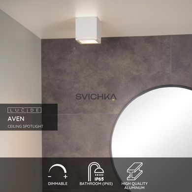Стельовий точковий світильник для ванної Lucide AVEN 1xGU10 IP65 White, WHITE, Білий, Білий