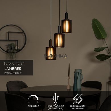 Подвесной светильник Lucide LAMBRES 3xE27 Black