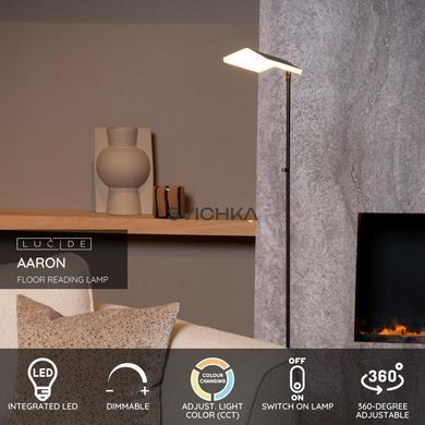 Напольная лампа для чтения Lucide AARON LED Dim. 1x12W 2700K/4000K Black