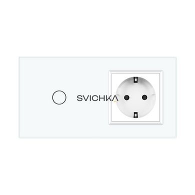 Розумний сенсорний EC вимикач 1 сенсор 1 розетка Livolo білий скло (VL-M7FC1Z2/FCTC16A-2WP)