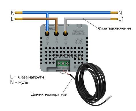 Розумний Wi-Fi терморегулятор (термостат) сенсорний програмований для електричної теплої підлоги LIVOLO, білий, модуль без рамки (VL-FCQ1Z2-2WPS23)