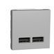 Розетка USB Schneider Electric Unica New подвійна 2.1А 2 модулі, алюминий, Алюміній