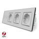 Розумний сенсорний ZigBee вимикач 2 сенсора 3 розетки Livolo сірий скло (VL-C702Z/C7C3EU-15)