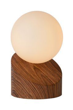 Настільна лампа Lucide LEN &Oslash; 10 cm 1xG9 Wood, Wood, Дерево, Опал, Опал