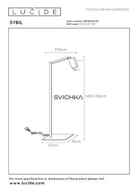 Підлогова лампа для читання Lucide SYBIL 1xGU10 Black, BLACK