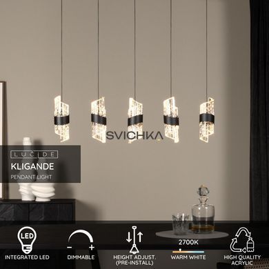 Подвесной светильник Lucide KLIGANDE LED Dim. 5x7,8W 2700K Black