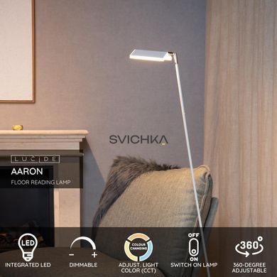 Підлогова лампа для читання Lucide AARON LED Dim. 1x12W 2700K/4000K White, WHITE