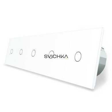 Розумний сенсорний ZigBee вимикач 5 сенсорів (1-1-1-1-1) Livolo білий скло (VL-C705Z-11)