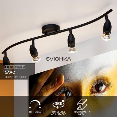 Потолочный точечный светильник Lucide CARO 4xGU10 Black