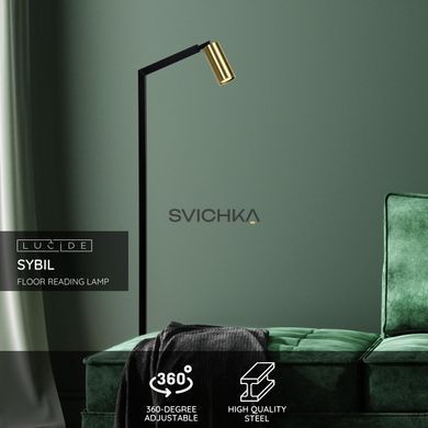 Підлогова лампа для читання Lucide SYBIL 1xGU10 Black, BLACK
