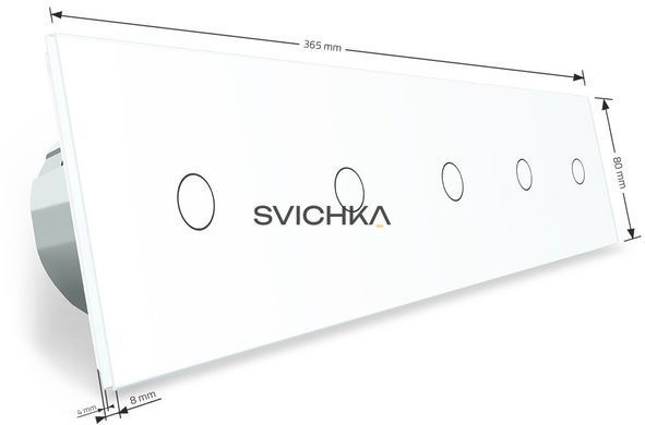 Розумний сенсорний ZigBee вимикач 5 сенсорів (1-1-1-1-1) Livolo білий скло (VL-C705Z-11)