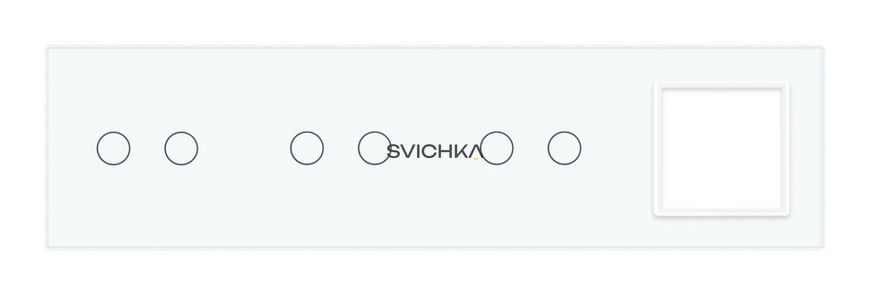 Рамка 4-постова для трьох 2-сенсорних вимикачів і розетки (2-2-2-0) LIVOLO, загартоване скло, біла, 294&times;80 мм (VL-P702/02/02/E-8W)