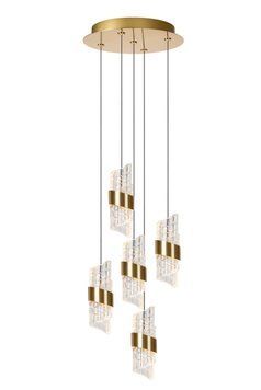 Підвісний світильник Lucide KLIGANDE &Oslash; 30 cm LED Dim. 5x8W 2700K Matt Gold / Brass, Matt Gold / Brass, Прозорий, Matt Gold / Brass