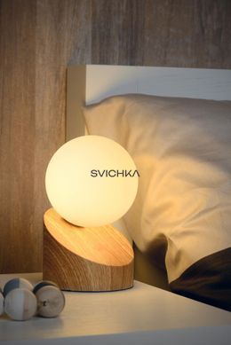 Настільна лампа Lucide LEN &Oslash; 10 cm 1xG9 Light wood, Light wood, Дерево, Опал, Опал