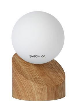 Настільна лампа Lucide LEN &Oslash; 10 cm 1xG9 Light wood, Light wood, Дерево, Опал, Опал