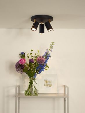 Потолочный точечный светильник Lucide GRONY LED Dim to warm GU10 3x5W 2200K/3000K Black
