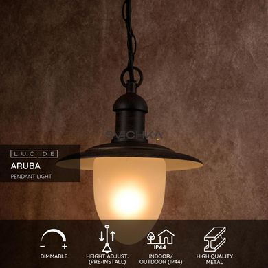 Підвісний світильник для дому і вулиці Lucide ARUBA &Oslash; 25 cm 1xE27 IP44 Rust Brown, Rust Brown, Матовий