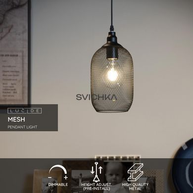Підвісний світильник Lucide MESH &Oslash; 15 cm 1xE27 Black, BLACK, Чорний, Чорний