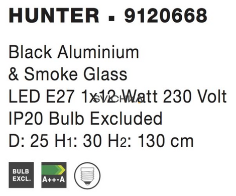 Підвісний світильник Nova luce HUNTER, Smoky
