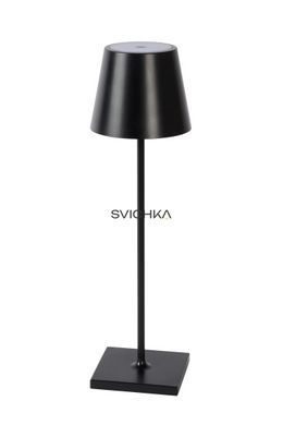 Акумуляторна настільна лампа для дому та вулиці Lucide JUSTIN Battery pack/batteries &Oslash; 11 cm LED Dim. 1x2,2W 2700K/3000K IP54 Black, BLACK