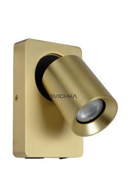 Бра Lucide NIGEL LED Dim to warm GU10 1x5W 2200K/3000K With USB charging point Matt Gold / Brass, Matt Gold / Brass