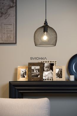Підвісний світильник Lucide MESH &Oslash; 22 cm 1xE27 Black, BLACK, Чорний, Чорний