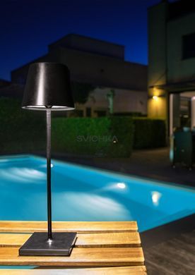 Акумуляторна настільна лампа для дому та вулиці Lucide JUSTIN Battery pack/batteries &Oslash; 11 cm LED Dim. 1x2,2W 2700K/3000K IP54 Black, BLACK
