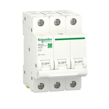 Автоматичний вимикач RESI9 Schneider Electric 20 А, 3P, крива С, 6кА