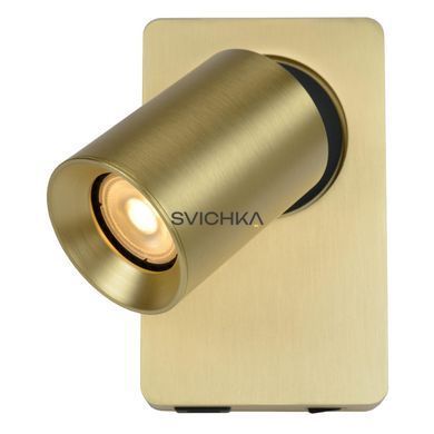 Бра Lucide NIGEL LED Dim to warm GU10 1x5W 2200K/3000K With USB charging point Matt Gold / Brass, Matt Gold / Brass