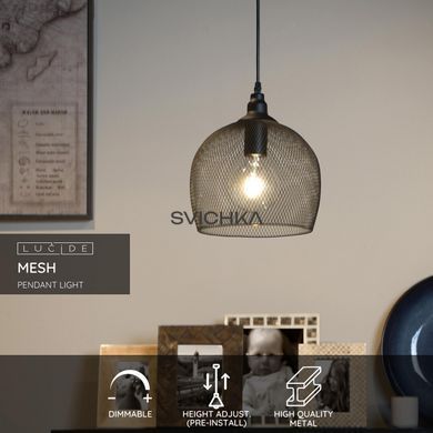Підвісний світильник Lucide MESH &Oslash; 22 cm 1xE27 Black, BLACK, Чорний, Чорний